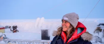 Julienne Stroeve on ship in Arctic Ocean
